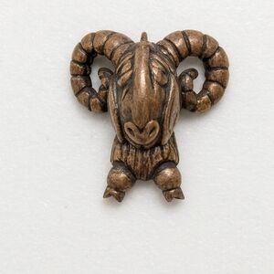 Vintage Ram Pendant Necklace – Unique Signed Statement Jewelry